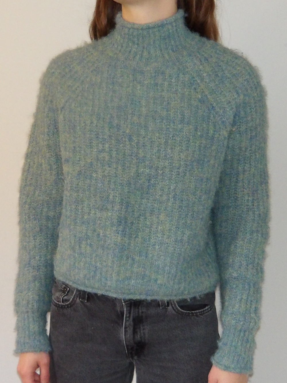 twik Soft Heathered Teal Mock Neck Sweater